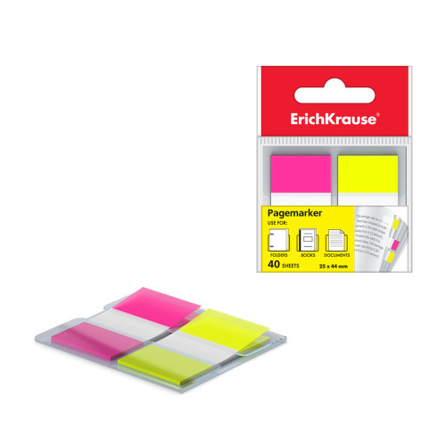 ERICH KRAUSE - BLISTER 40 MARCAPAGINAS NEON 25X44MM 2 COLORES AMARILLO/ROSA (Ref.31181)