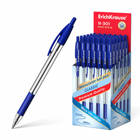 ERICH KRAUSE - BOLÍGRAFO DE BOLA AUTOMÁTICO R-301 CLASSIC MATIC&GRIP 1.0, COLOR DE LA TINTA AZUL (Ref.46758)