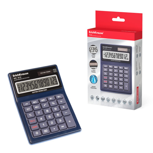 ERICH KRAUSE - CALCULADORA DE SOBREMESA WC-612 WATERPROOF 12 DIGITOS (Ref.40612)