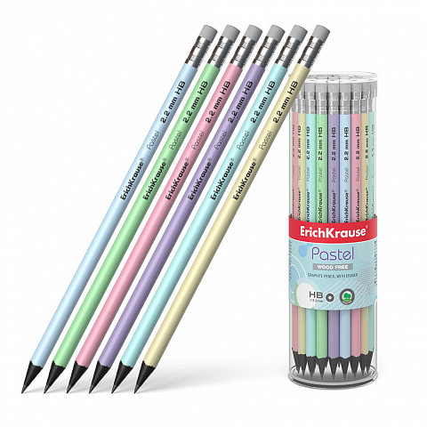 ERICH KRAUSE - LÁPIZ DE GRAFITO REDONDO CON GOMA PASTEL HB (Ref.55272)