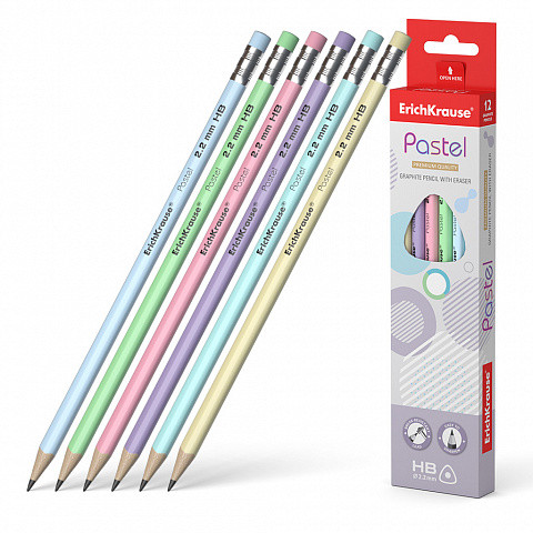 ERICH KRAUSE - LÁPIZ DE GRAFITO TRIANGULAR CON GOMA PASTEL HB (Ref.56006)