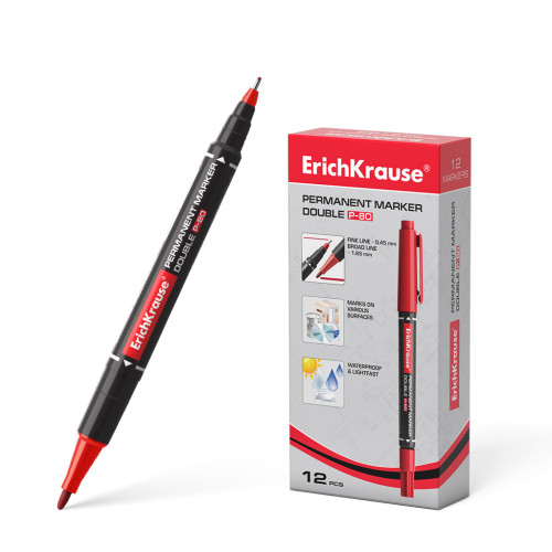 ERICH KRAUSE - MARCADOR PERMANENTE DOBLE PUNTA DOUBLE P-80, COLOR AZUL (Ref.48184)