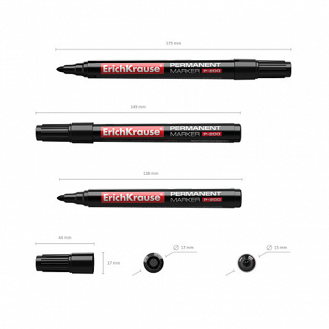 ERICH KRAUSE - MARCADOR PERMANENTE P-200, COLOR: NEGRO (Ref.4777)