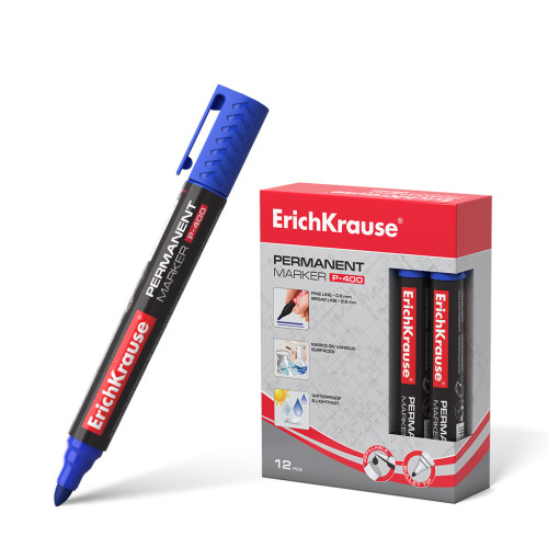 ERICH KRAUSE - MARCADOR PERMANENTE P-400, COLOR: AZUL (Ref.30987)
