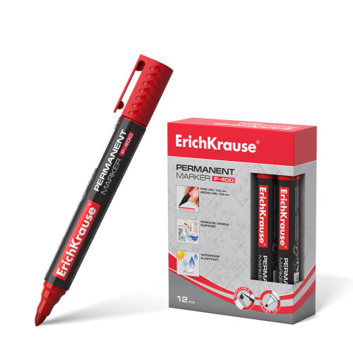 ERICH KRAUSE - MARCADOR PERMANENTE P-400, COLOR: ROJO (Ref.30988)