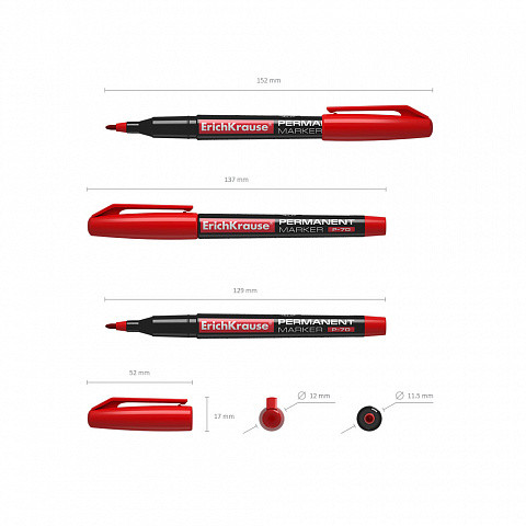 ERICH KRAUSE - MARCADOR PERMANENTE P-70, COLOR: ROJO (Ref.37075)