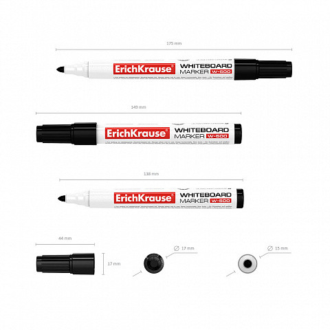 ERICH KRAUSE - MARCADOR PIZARRA BLANCA W-500, COLOR: NEGRO (Ref.12845)