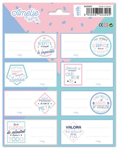 ERIK - ETIQUETA ESCOLAR 15,8x20 AMELIE PASTEL COLLECTION (Ref.ELE0257)