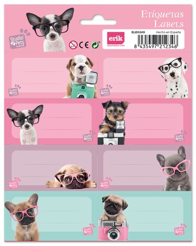 ERIK - ETIQUETA ESCOLAR 15,8x20 STUDIO PETS DOGS (Ref.ELE0265)