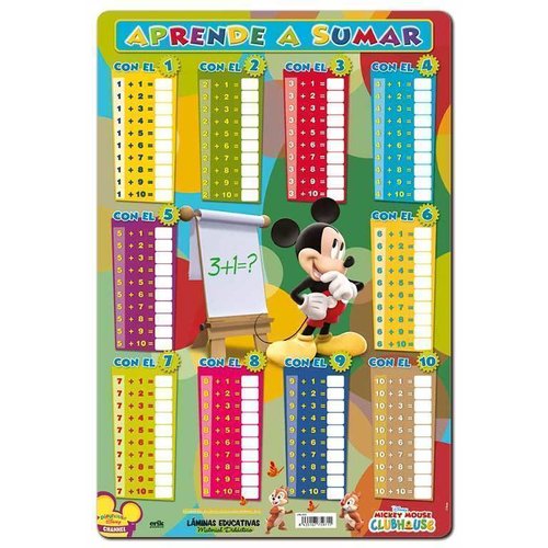 ERIK - LAMINA ESCOLAR PVC 40x59,5 DIDACTICA APRENDE A SUMAR MICKEY (Ref.LPE250)