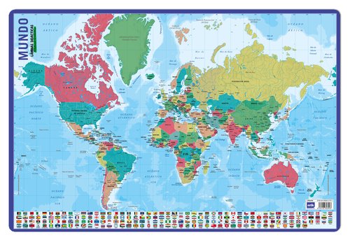 ERIK - LAMINA ESCOLAR PVC 40x59,5 DIDACTICA MAPA MUNDO (Ref.LPE262)