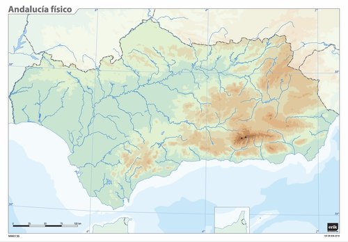 ERIK - MAPA MUDO COLOR FISICO ANDALUCIA (Ref.MM0136)