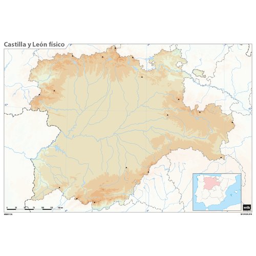 ERIK - MAPA MUDO COLOR FISICO CASTILLA Y LEON (Ref.MM0144)