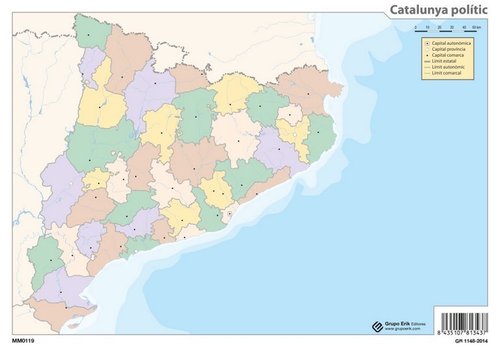 ERIK - MAPA MUDO COLOR POLITICO CATALUNYA (Ref.MM0119)