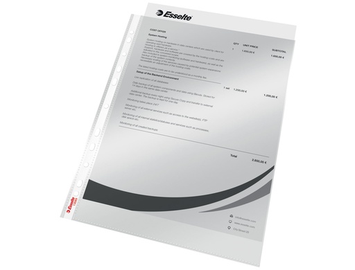 ESSELTE - FUNDAS MULTITALADRO -11- PP PIEL DE NARANJA A4 40 MICRAS - BOLSA DE 100U (Ref.13089)