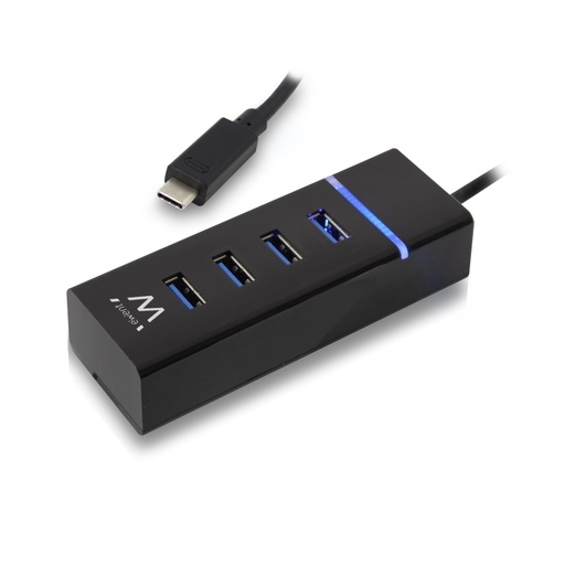 EWENT - hub de interfaz USB 3.2 Gen 1 (3.1 Gen 1) Type-C 5000 Mbit/s Negro (Ref.EW1137)