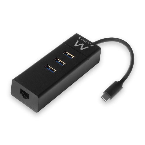 EWENT - hub de interfaz USB 3.2 Gen 1 (3.1 Gen 1) Type-C 5000 Mbit/s Negro (Ref.EW1141)