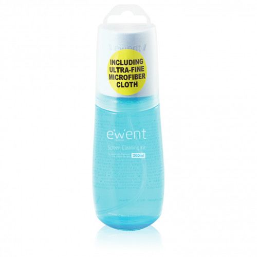 EWENT - kit de limpieza para computadora Pantallas / Plásticos Líquido para limpieza de equipos 200 ml (Ref.EW5671)
