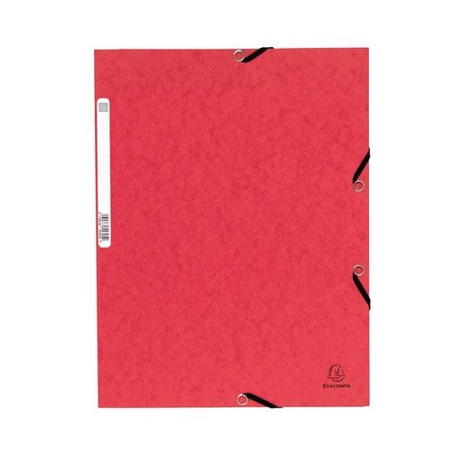 EXACOMPTA - CARPETA CARTÓN LUSTRADO 355 GR TRES SOLAPAS GOMAS A4 ROJO -10U- (Ref.55305E)