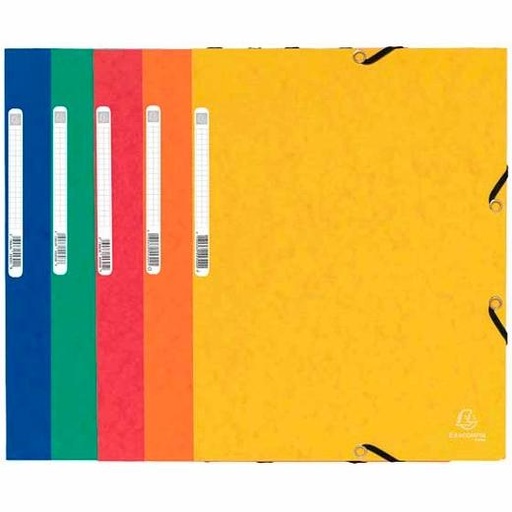 EXACOMPTA - CARPETA CARTÓN LUSTRADO 355 GR TRES SOLAPAS GOMAS A4 SURTIDO -10U- (Ref.55300E)