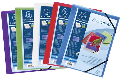 EXACOMPTA - CARPETA de GOMAS y SOLAPAS KREACOVER PP TRANSLUCIDO A4 AZUL (Ref.55182E)