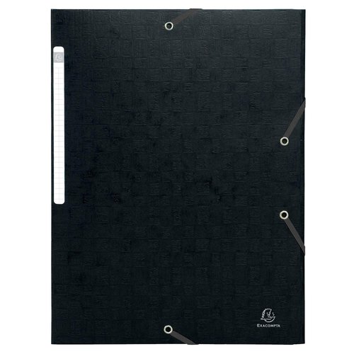 EXACOMPTA - CARPETA de GOMAS y SOLAPAS MAXI CARTON GOFRADO A4 con ETIQUETA NEGRO (Ref.55951E)