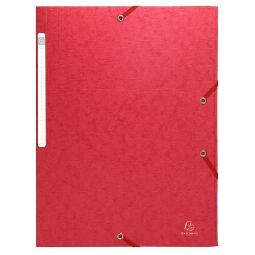 EXACOMPTA - CARPETA de GOMAS y SOLAPAS MAXI CARTON GOFRADO A4 con ETIQUETA ROJO (Ref.55955E)