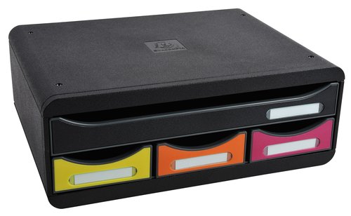 EXACOMPTA - MODULO TOOLBOX MINI 4 CAJONES NEGRO MULTICOLOR 270X355X135 MM (Ref.319798D)