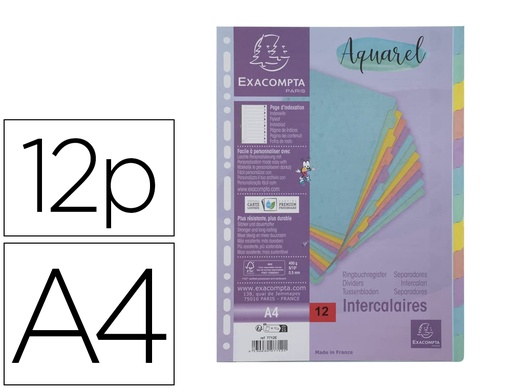 EXACOMPTA - SEPARADORES CART.A4 400g 12 ps (Ref.7712E)