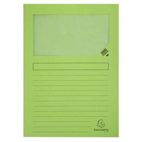 EXACOMPTA - SUBCARPETA FOREVER VENTANA 120g A4 VERDE CLARO PAQUETE de 25 (Ref.50253E)