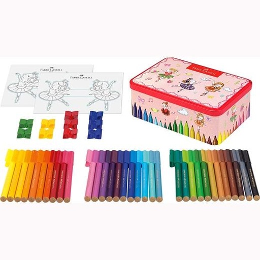FABER CASTELL - 33 ROTULADORES CONNECTOR BAILARINA + ACCESORIOS C/SURTIDOS CAJA REGALO METÁLICA 45 PIEZAS (Ref.155534)