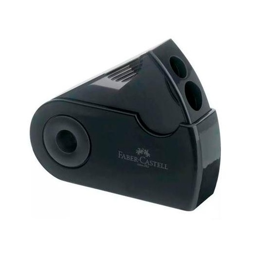 FABER CASTELL - Sacapuntas/Afilalapices DOBLE FUNDA Y DEPÓSITO NEGRO -12U- (Ref.182700)