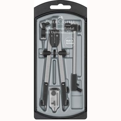 FABER CASTELL - COMPÁS DE AJUSTE RÁPIDO ADAPTADOR UNIVERSAL ALARGADERA Y ACCESORIOS (Ref.32724-A)