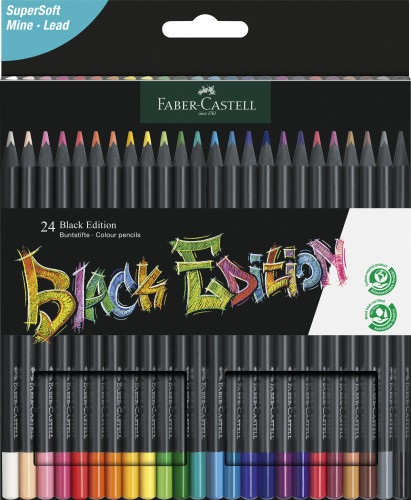 FABER CASTELL - ESTUCHE 24 LÁPICES DE COLORES BLACK EDITION. (Ref.116424)