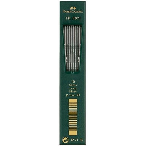 FABER CASTELL - ESTUCHE DE 10 MINAS TK 9071 MINAS GRAFITO 2,0MM DUREZA 3H (Ref.127113)