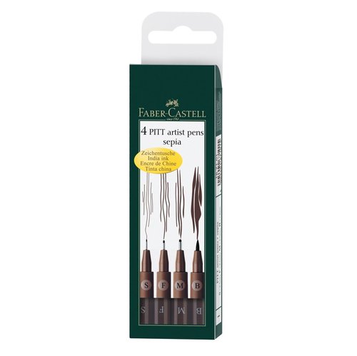 FABER CASTELL - ESTUCHE 4 ROTULADORES PITT ARTIST PEN SEPIA OSCURO (Ref.167101)