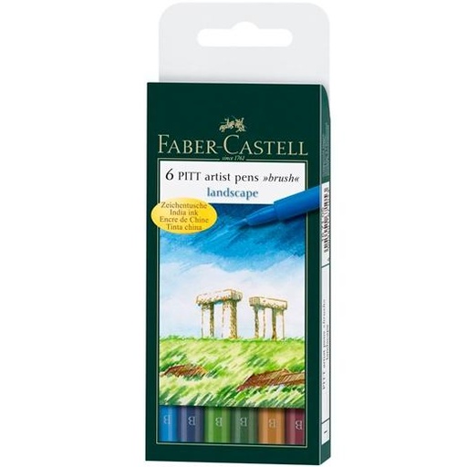 FABER CASTELL - ESTUCHE 6 ROTULADORES PITT ARTIST PEN BRUSH C/SURTIDOS PAISAJE (Ref.167105)