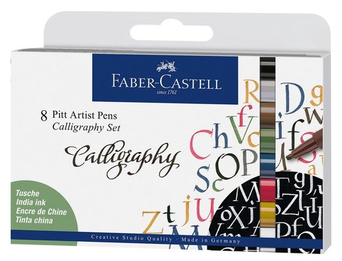 FABER CASTELL - ROTULADORES PITT ARTIST PEN CALLIGRAPHY COLORES SURTIDOS -ESTUCHE 8U- (Ref.167508)