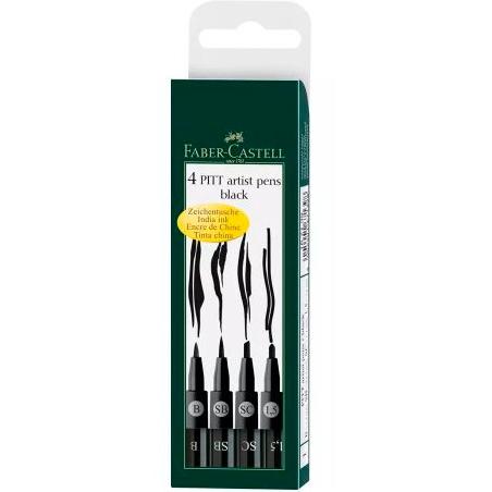 FABER CASTELL - ROTULADORES PITT ARTIST PEN NEGRO -ESTUCHE 4U- (Ref.167139)