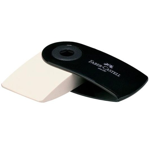 FABER CASTELL - GOMA DE BORRAR SLEEVE MINI CON FUNDA NEGRO -EXPOSITOR 24U- (Ref.182410)