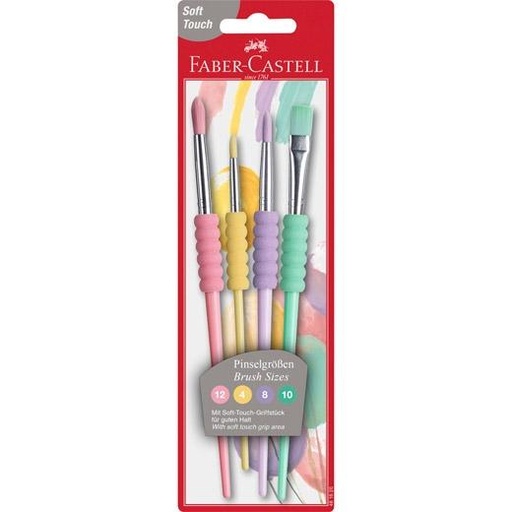 FABER CASTELL - JUEGO DE PINCELES 4 FORMATOS COLORES PASTEL EN BLISTER (Ref.481620)