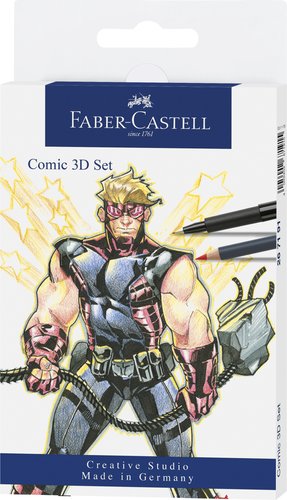 FABER CASTELL - JUEGO DE ROTULADORES PITT ARTIST PARA ILUSTRACIÓN DE CÓMICS 3D -ESTUCHE 11U- (Ref.267191)