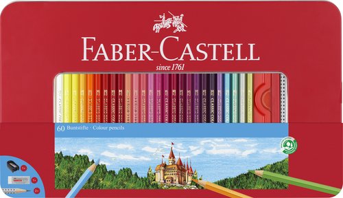 FABER CASTELL - LAPICES de COLORES estuche de METAL de 60 (Ref.115894)
