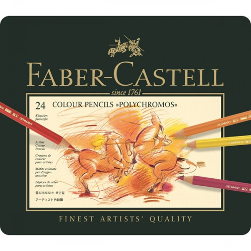 FABER CASTELL - LAPICES de COLORES POLYCHROMOS estuche de METAL de 24 (Ref.110024)