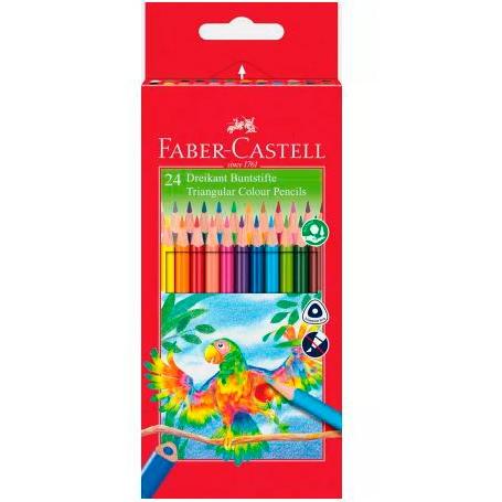 FABER CASTELL - LÁPICES DE COLORES TRIANGULARES COLORES SURTIDOS -ESTUCHE DE CARTÓN 24U- (Ref.116544)