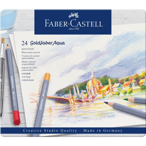 FABER CASTELL - LAPIZ ACUARELABLES GOLDFABER AQUA 1146 estuche de METAL de 24 (Ref.114624)