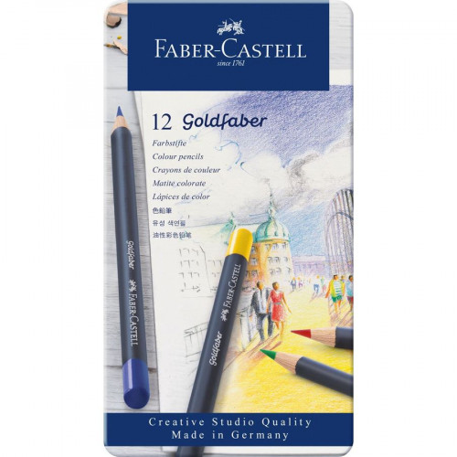 FABER CASTELL - LAPIZ de COLORES GOLDFABER AQUA 1147 estuche de METAL de 12 (Ref.114712)