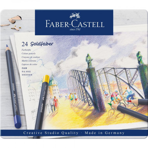 FABER CASTELL - LAPIZ de COLORES GOLDFABER AQUA 1147 estuche de METAL de 24 (Ref.114724)