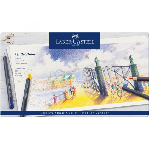 FABER CASTELL - LAPIZ de COLORES GOLDFABER AQUA 1147 estuche de METAL de 36 (Ref.114736)