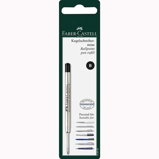 FABER CASTELL - RECAMBIO PARA BOLÍGRAFO GRAN CAPACIDAD B NEGRO EN BLISTER (Ref.148787)